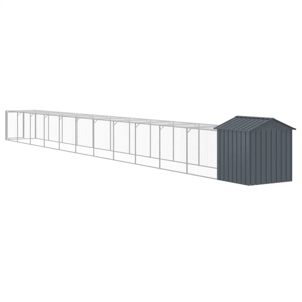 Pollaio con Area Corsa Antracite 117x1221x123cm Acciaio Zincato