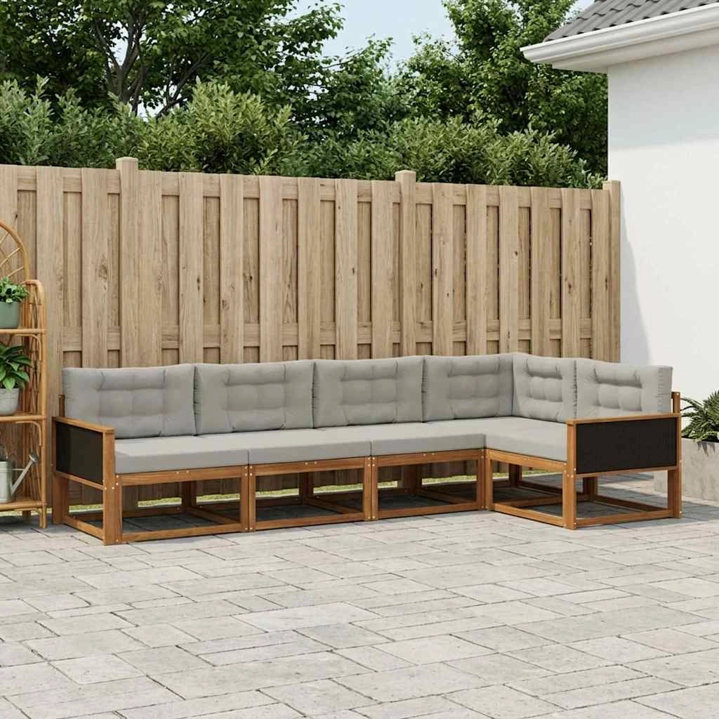 Set di divani da esterno 5 pz Naturale e Grigio chiaro 3382554