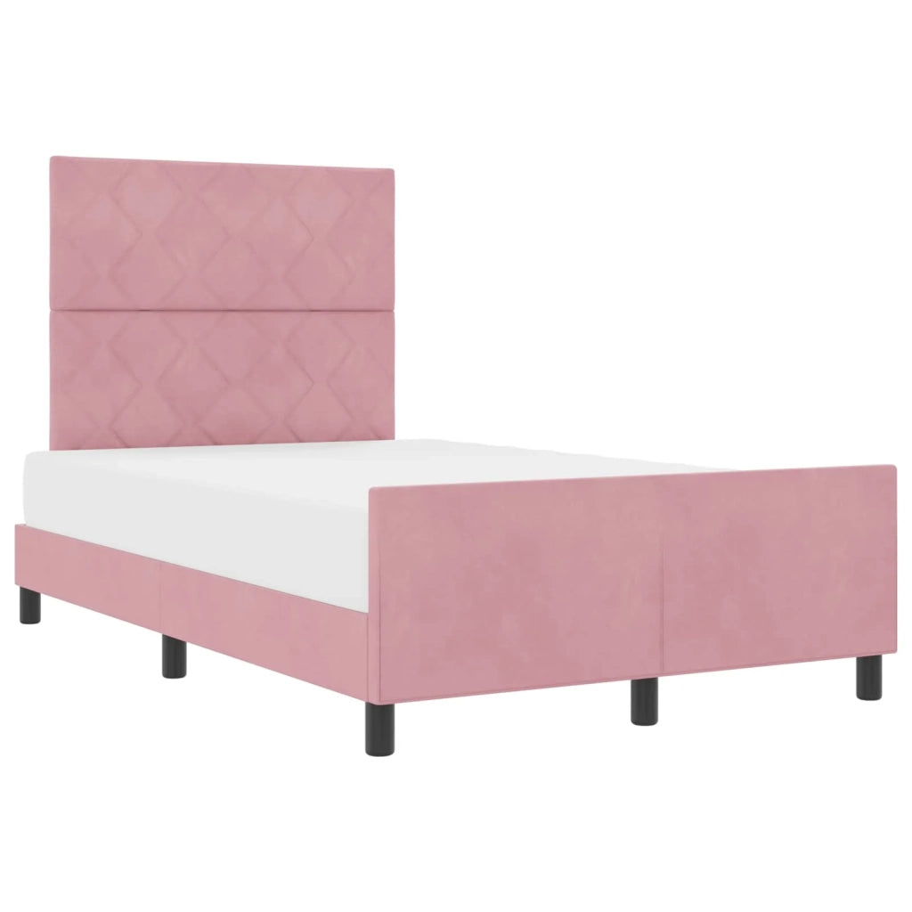 Letto a molle con testiera-Rete con Testiera Rosa 120 x 200 cm Velluto