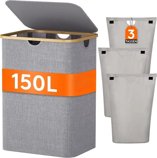 Scatola per la raccolta della spazzatura - 3 contenitori - Con sacchetti rimovibili - Scatola per la raccolta della spazzatura con coperchio - Pieghevole - Box per la spazzatura