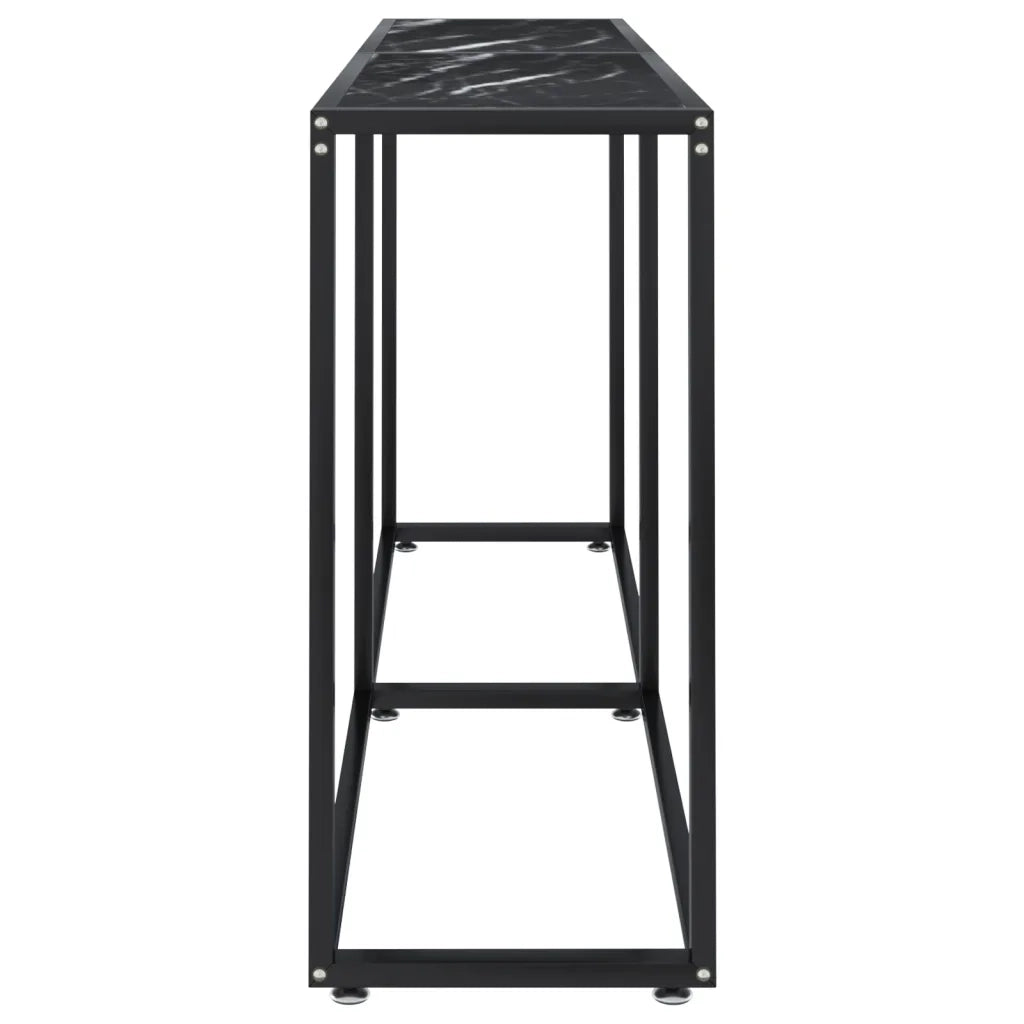 Tavolo Consolle Nero Marmo 160x35x75,5 cm in Vetro Temperato 331681