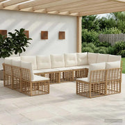 Set di divani da esterno Naturale e Bianco Crema Poliestere