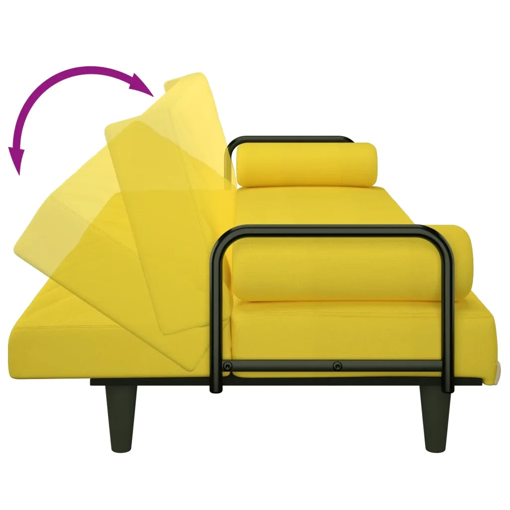 Divano letto | Sof¨¤ letto | Letto singolo con Braccioli Giallo Chiaro in Tessuto