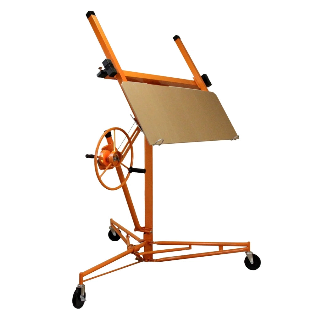 Alzalastre per Cartongesso XXL Alza Solleva Lastre Portata Fino a 68kg per Pareti e Soffitti Pannelli Cartongesso Altezza Massima 4.9m con Carrello