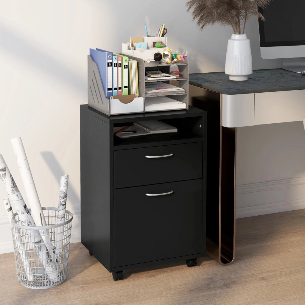 Contenitore con cassetto e ripiano ¨C zephmum ¨C nero 40x60x3 cm