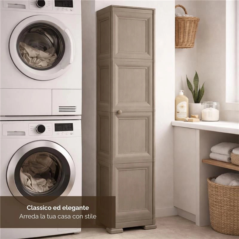 ARMADIO A COLONNA CON 4 RIPIANI E 1 ANTA LISCIA TOUPE DIMENSIONI 40X43X164H CM