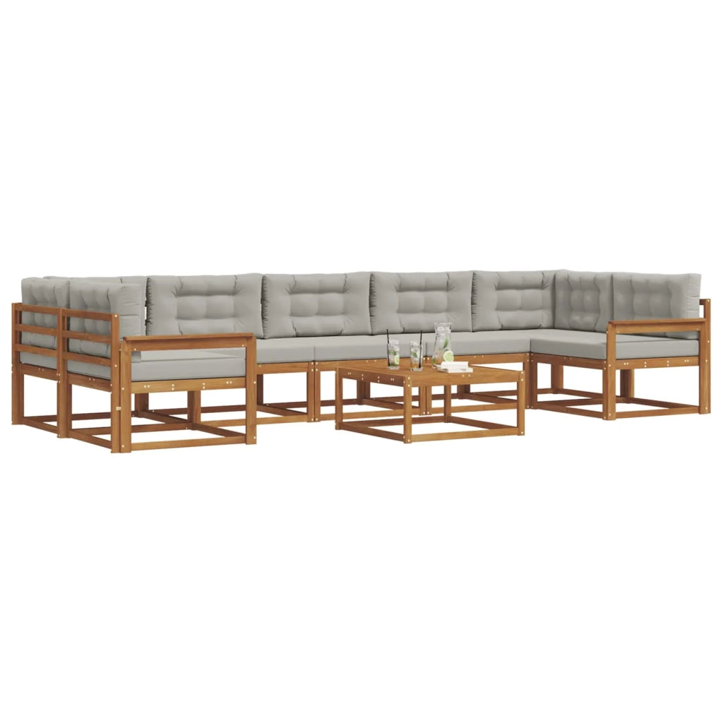 Set di divani da esterno 8 pcs Grigio Naturale e Chiaro 3367324