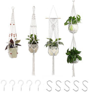 5 pezzi di corone per piante - con ganci - ceste da giardino in macramè - manichini per piante in cotone - corone per piante in vasi - diverse misure - adatto per interni, esterni, giardino, balcone, terrazzo e finestra - beige