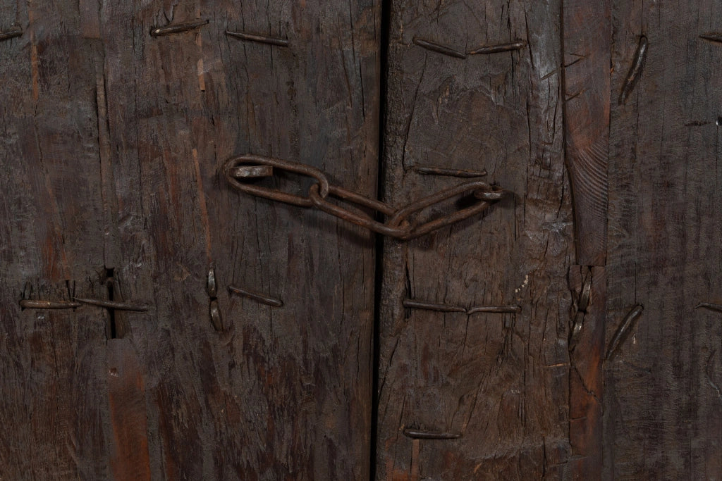 Biscottini Porta portone in legno massello e ferro da interno o da esterno vecchia e antica medievale