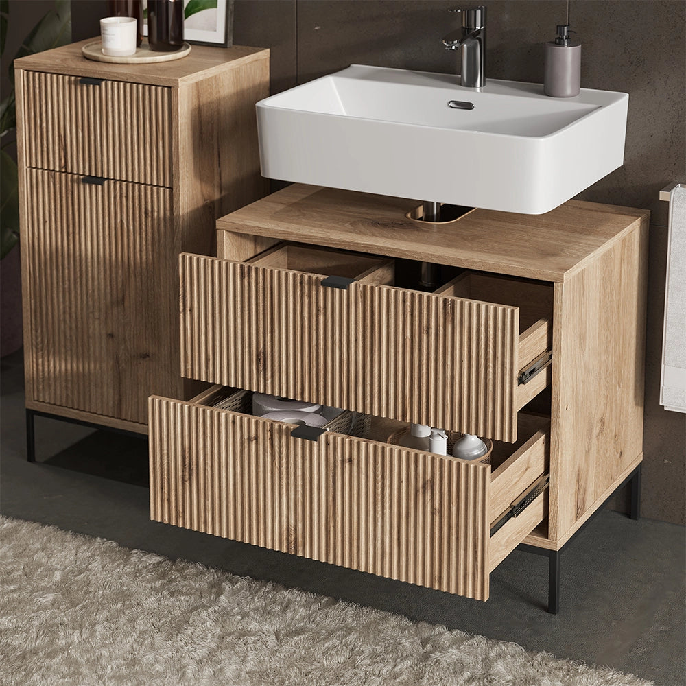 Vicco Set di mobili da bagno Quercia vichinga 4 parti