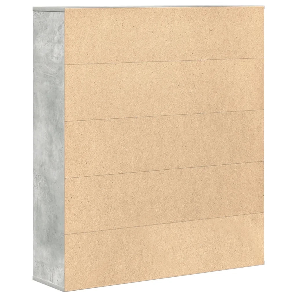 Libreria-Scaffale per Libri-Mobile di Stoccaggio Grigio Cemento 89x24x101,5 cm in Legno Multistrato