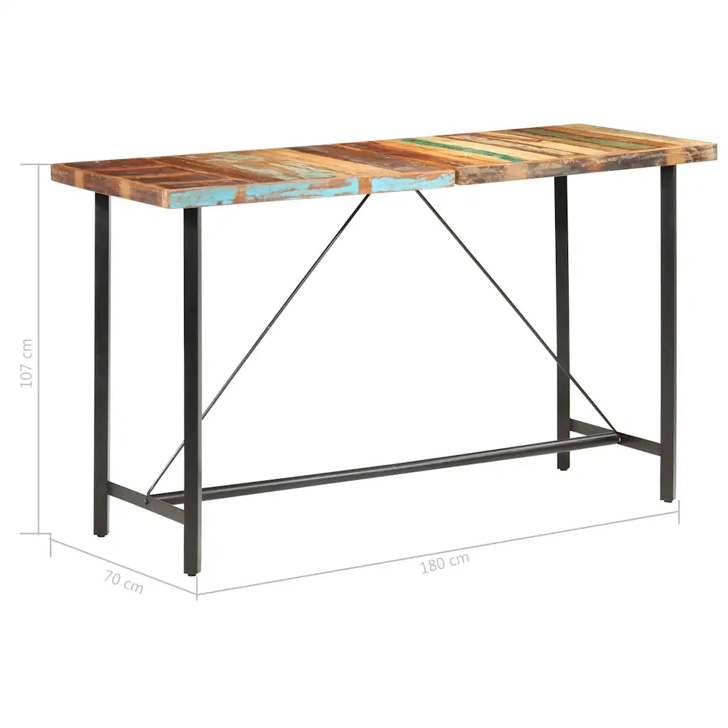 Tavolo da Bar 180x70x107 in Legno Massello di Recupero cod mxl 58545