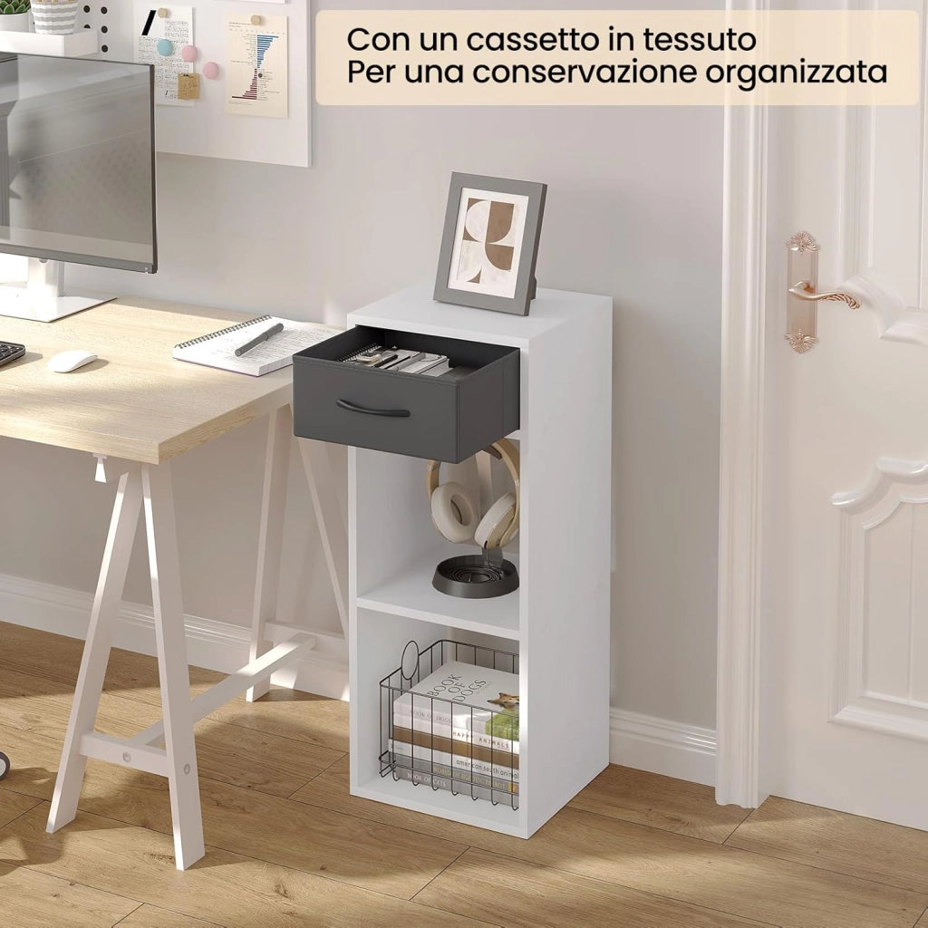 Libreria da Terra, Unità di Stoccaggio a Cubo a 3 Livelli con Cassetto, Unità di Scaffale in Piedi Scaffale a Cubo Aperto, per Studio, Camera da Letto e Soggiorno, Rovere chiaro, SK055hei
