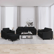 Set Divani 4 pz con Cuscini Nero in Tessuto 3201798