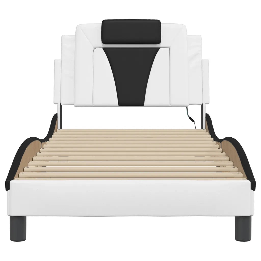 Giroletto Viana con LED senza Materasso-Struttura Letto Bianco e Nero 90x190 cm