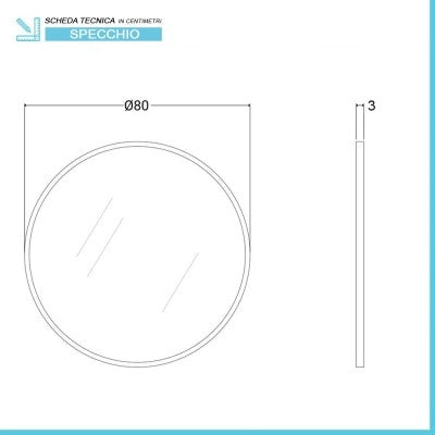 Specchio bagno 80 cm con cornice nero opaco e installazione a parete