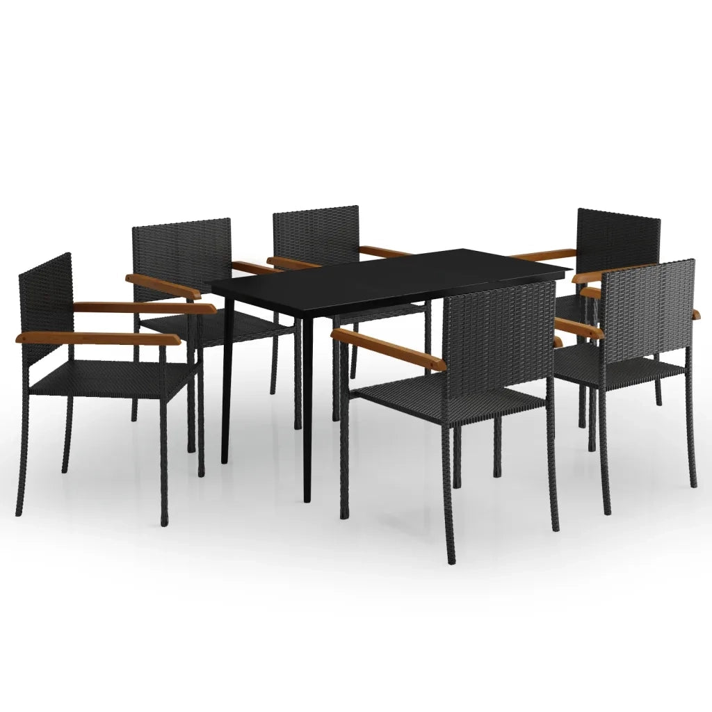 Set Mobili da Pranzo per Giardino 7 pz Nero cod mxl 36965