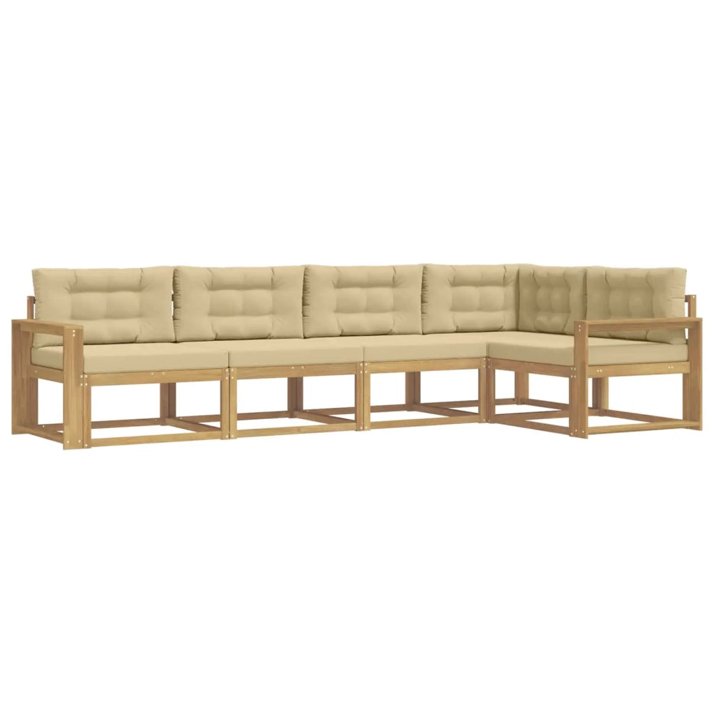 Set di divani da esterno 4 pcs Bianco e Beige Poliestere 3386452