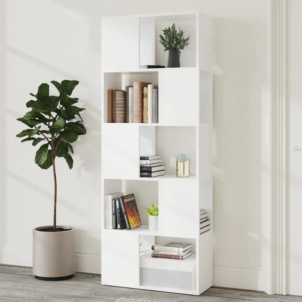 Libreria Divisorio-Scaffale per Libri-Mobile di Stoccaggio Bianco 60x24x155 cm in Truciolato