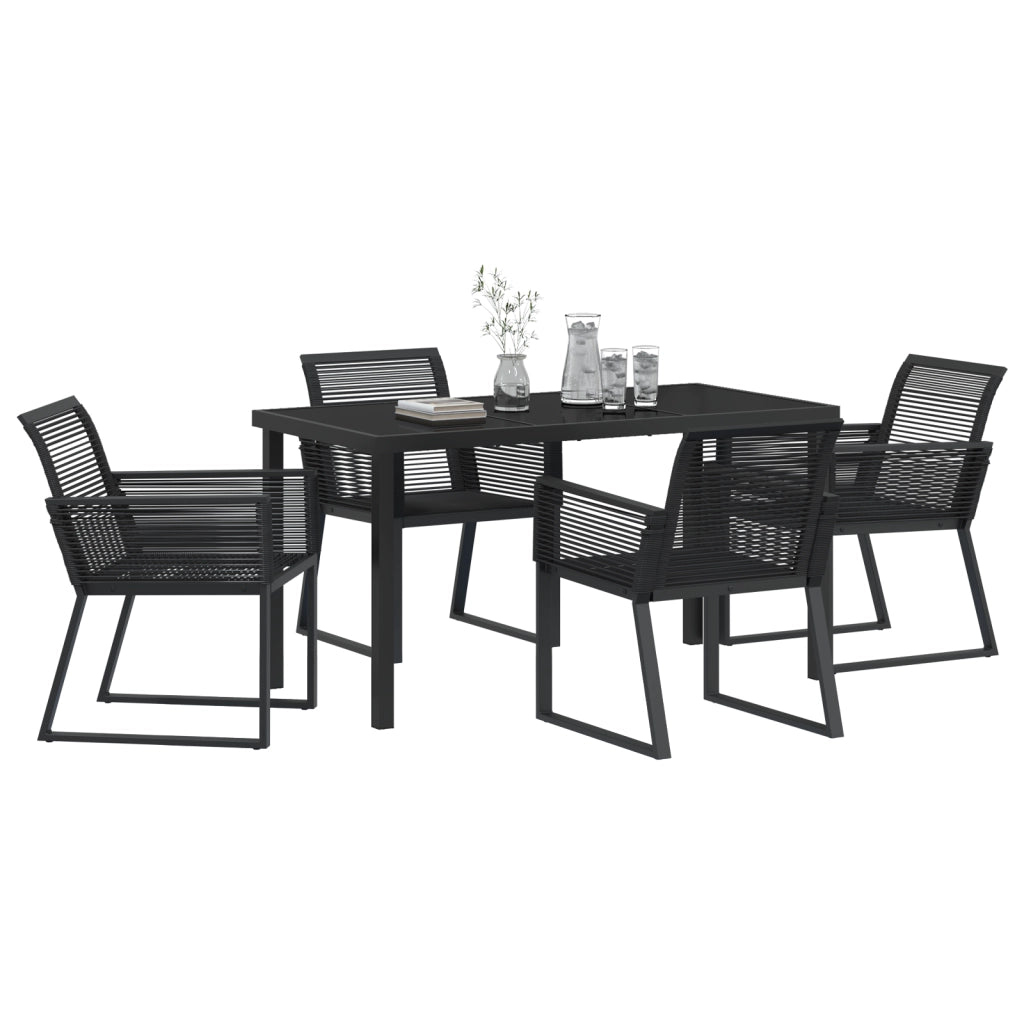 Set da Pranzo da Giardino da 5 Pezzi Nero Rattan Polietilene