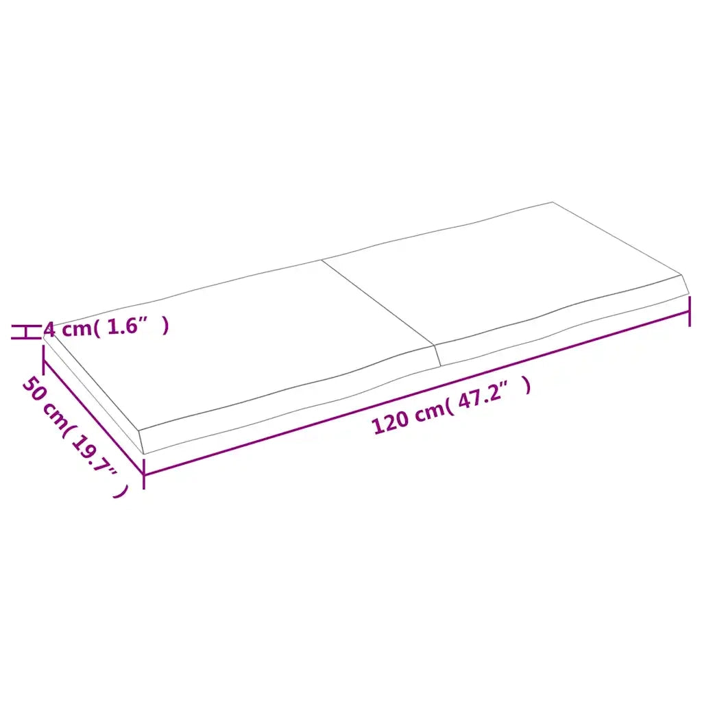Piano Tavolo | Superficie Tavolo | Piano Scrivania Marrone Scuro 120x50x(2-4)cm Rovere Non Trattato