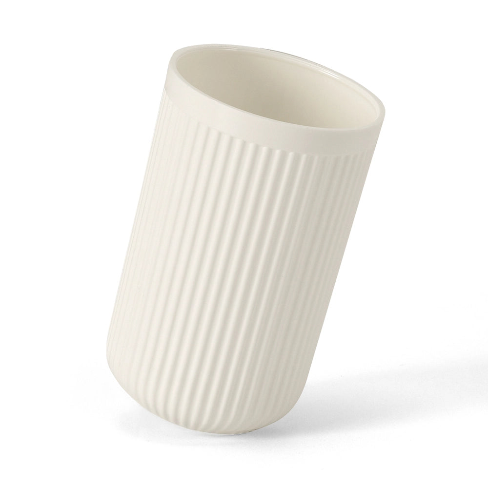 Porta spazzolini bianco crema in plastica cannettata rigida Arizona