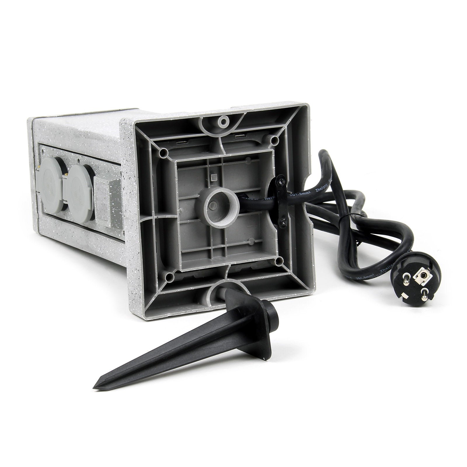 Colonna multipresa effetto granito con 4 prese per esterno IP44 con picchetto