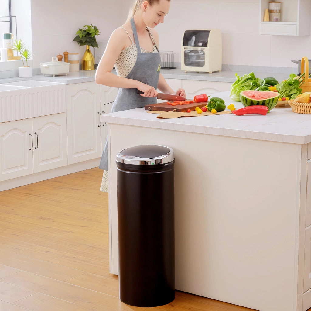 Cestino Elettrico 50 Litri ¨C Zephmum ¨C Nero Acciaio Inossidabile