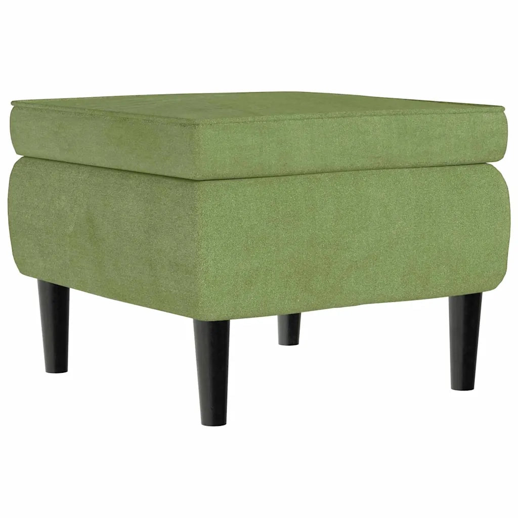 Divano Sedia-Poltrona Schienale ad Ala con Poggiapiedi Verde Chiaro Velluto