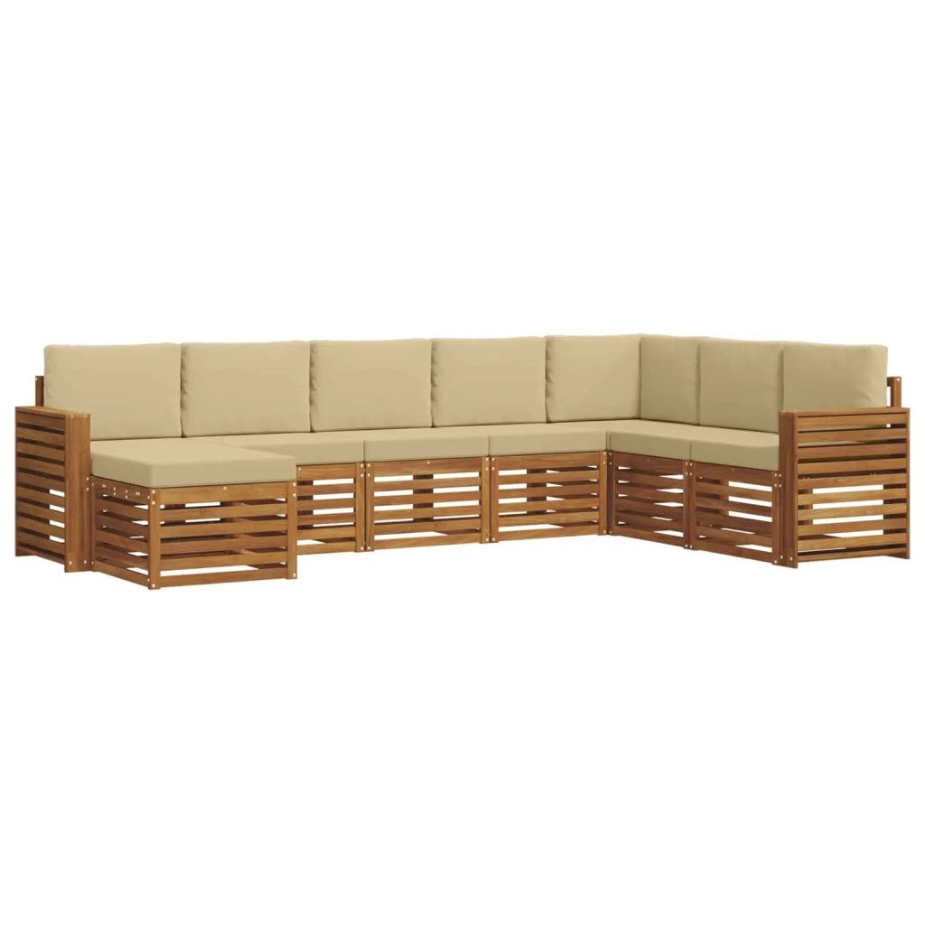 Set di divani da esterno 8 pz Naturale e Beige 3375298