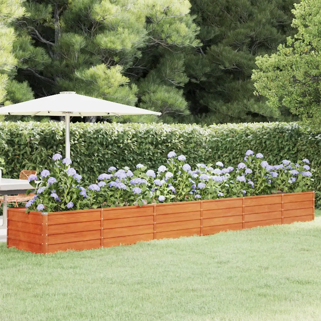 Letto Rialzato da Giardino Ruggine 480x80x45 cm Acciaio Corten 151966