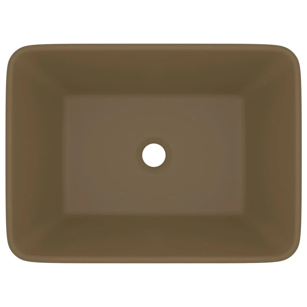 Lavabo da appoggio di lusso lavabo da bagno mobiletto rettangolare 41 x 30 cm ceramica crema opaca 02_0002793