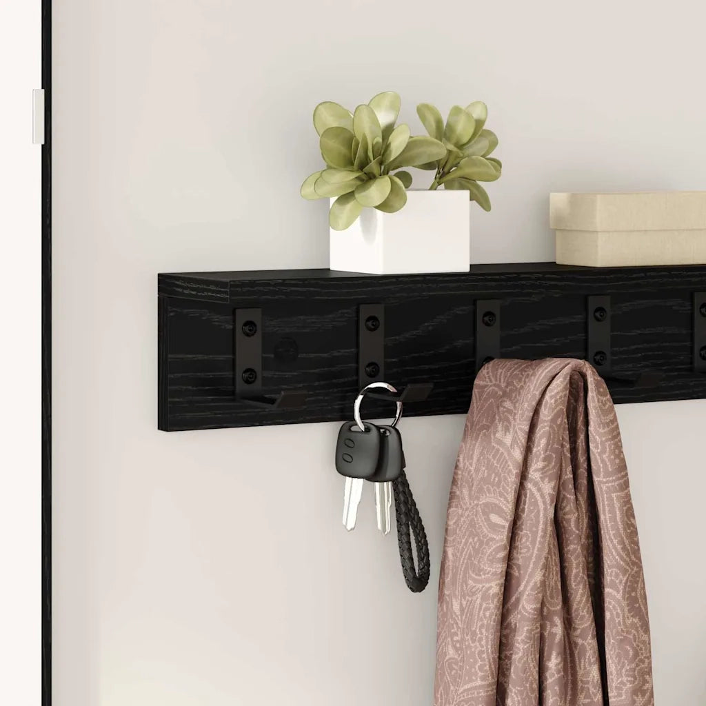 Appendiabiti a muro Rovere Nero 60 x 10,5 x 10,5 cm 874356