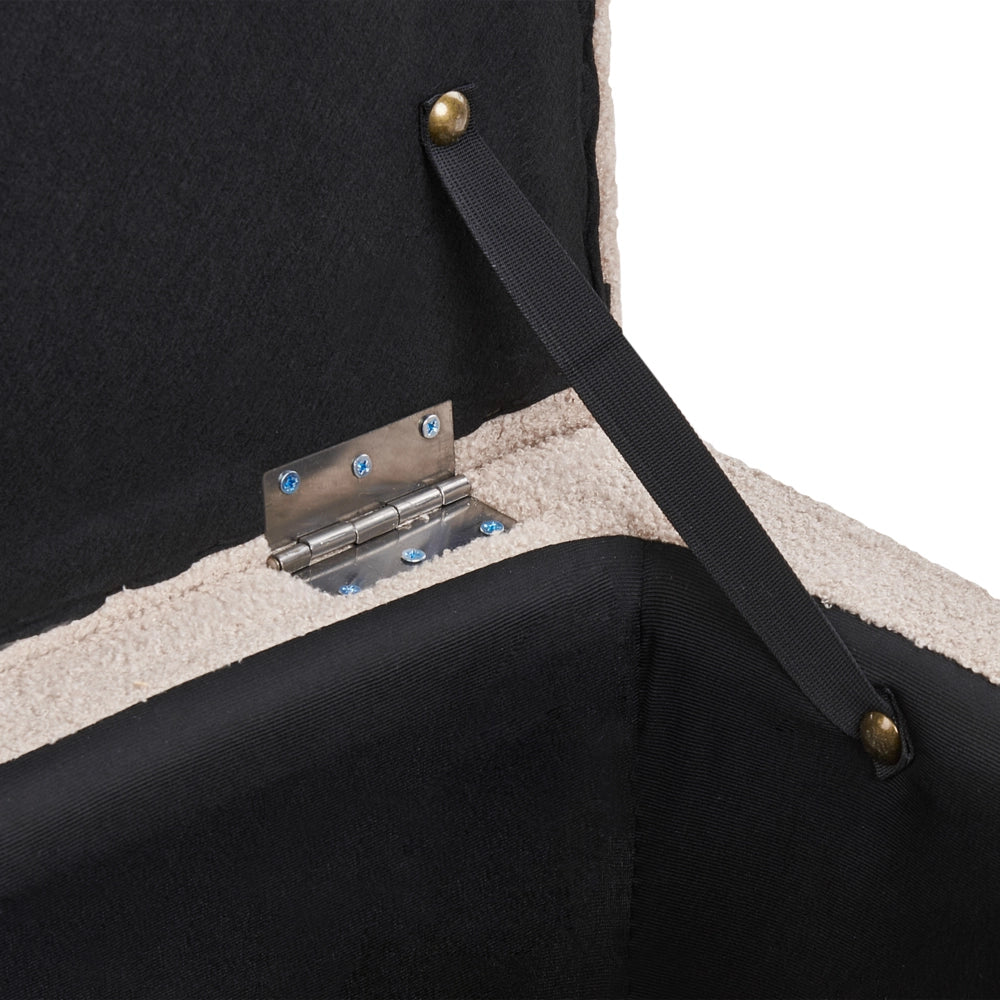 Panca per camera da letto con tappezzeria trapuntata in bouclè beige ottomana con contenitore