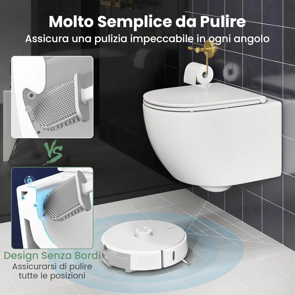 Sanitari Bagno a Muro, Sanitari Bagno Sospeso con Sistema di Doppio Scarico, Meccanismo di Chiusura Ammortizzata e Accessori di Montaggio, Facile da Pulire