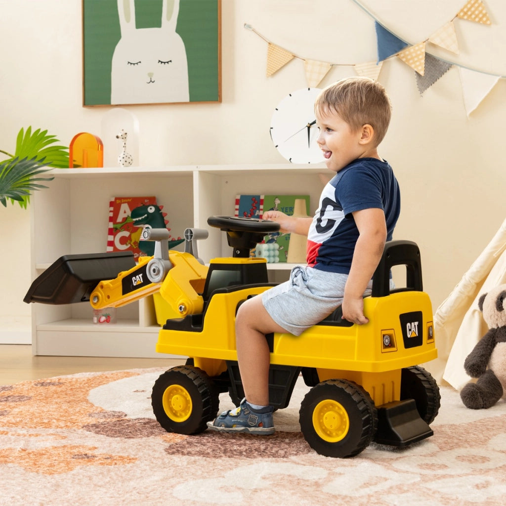 Escavatore per bambini con benna regolabile clacson pneumatici antiscivolo, Auto giocattolo da costruzione Giallo-Macchinine giocattoli