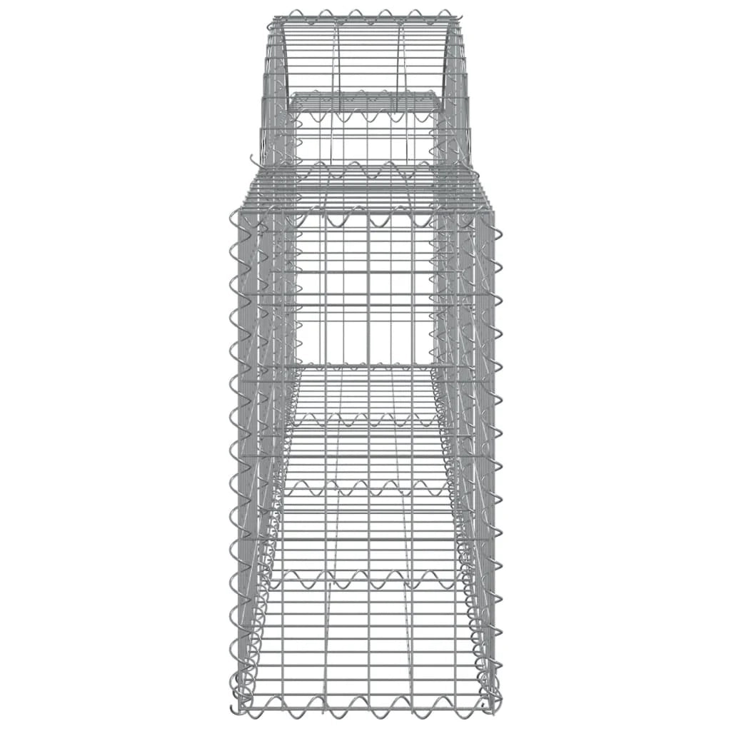 Cestini gabbioni recinzione a gabbia muro di contenimento ad arco 13 pezzi 200 x 30 x 60/80 cm ferro zincato argento 02_0040364