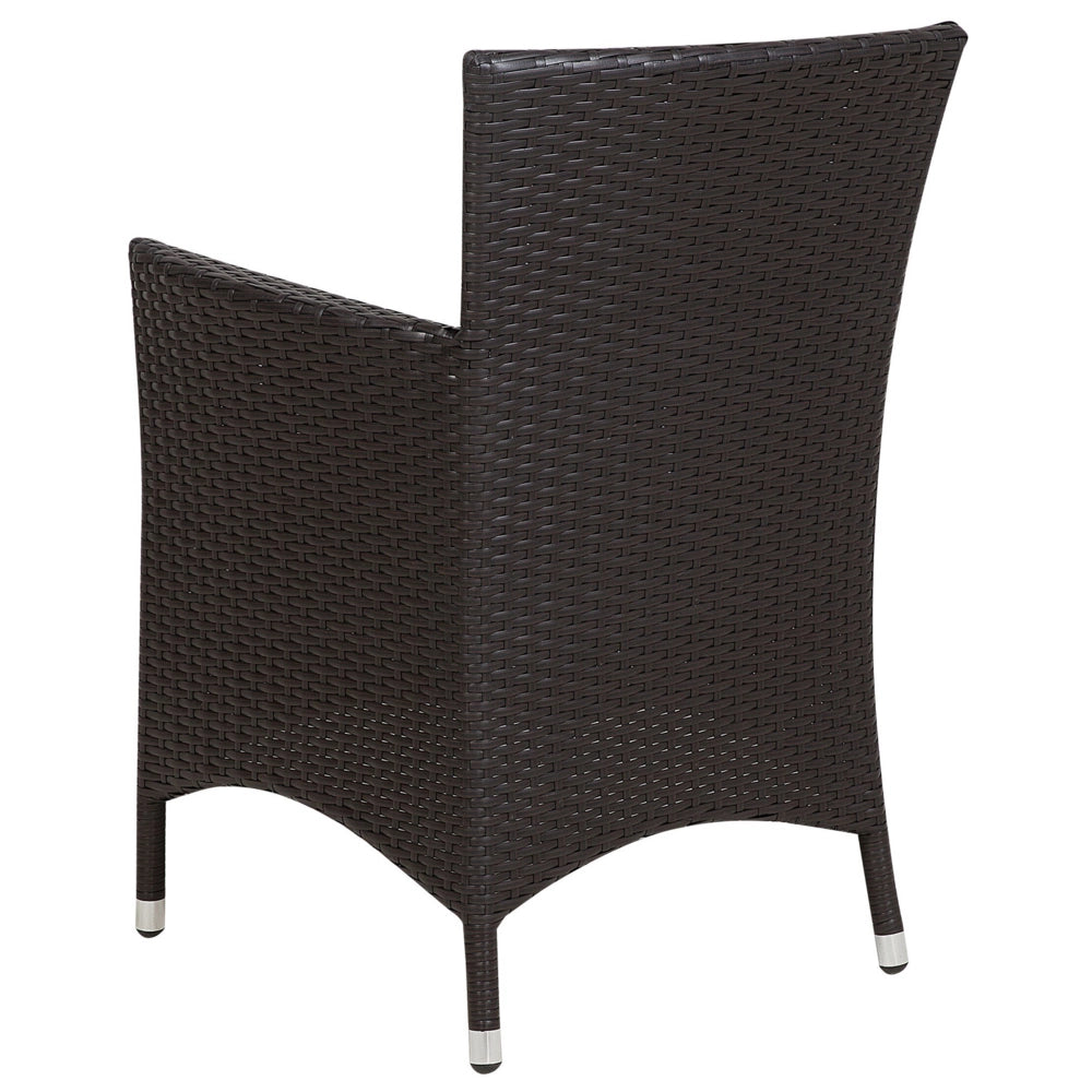 Set di 2 sedie da pranzo da giardino cuscini bianchi in finto rattan marrone