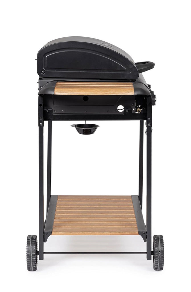 Barbecue a Gas 3 Bruciatori 133x57x98h cm Accensione Piezoelettrica in Acciaio Loni Nero