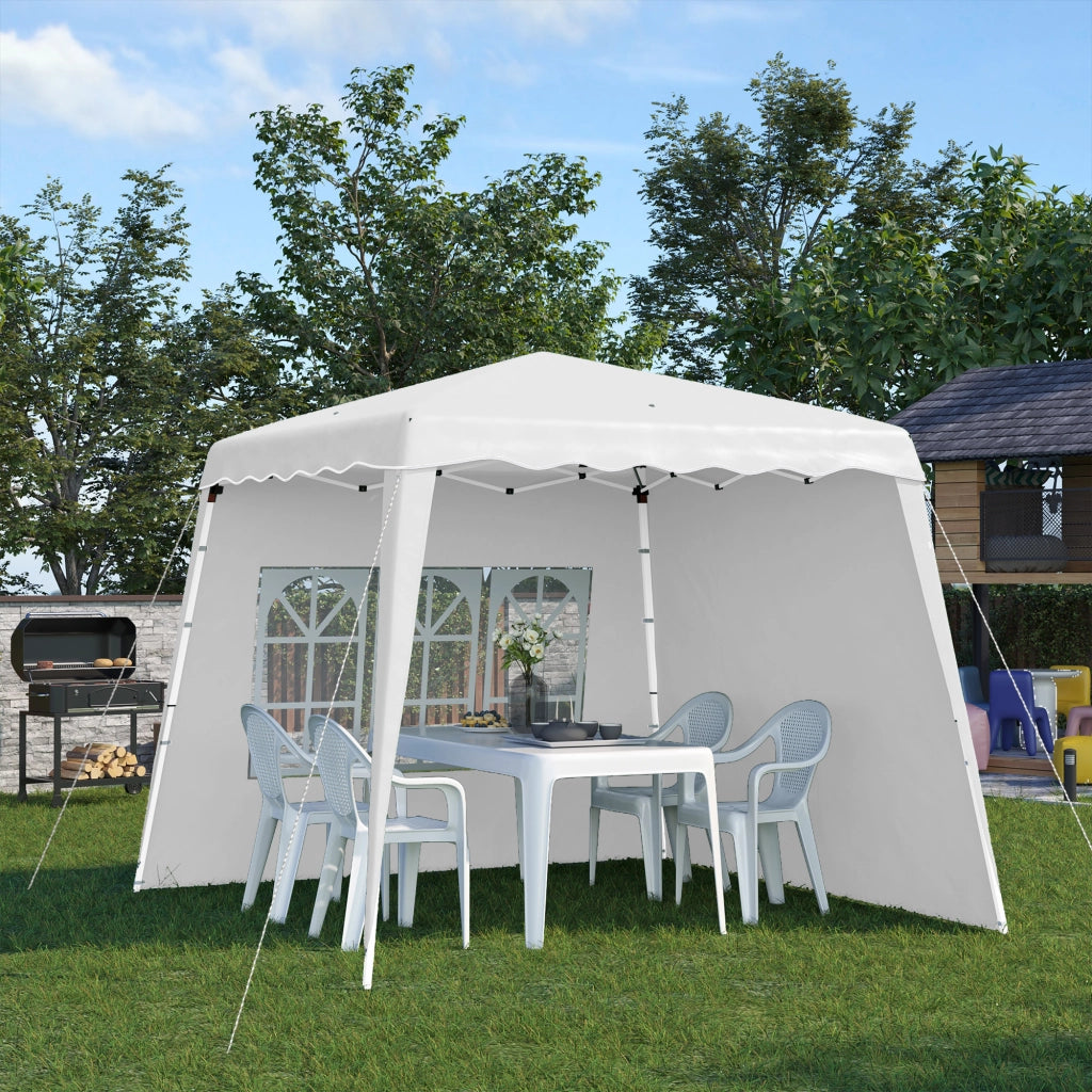 Carpa Pieghevole per Giardino con 2 Pareti Laterali ¨C Zephmum ¨C 2.89x2.89m Bianco
