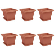 Fioriere | Cassetta per fiori | Vasi per Piante 6 pz Rosso Mattone 20 x 20 x 16 cm Plastica