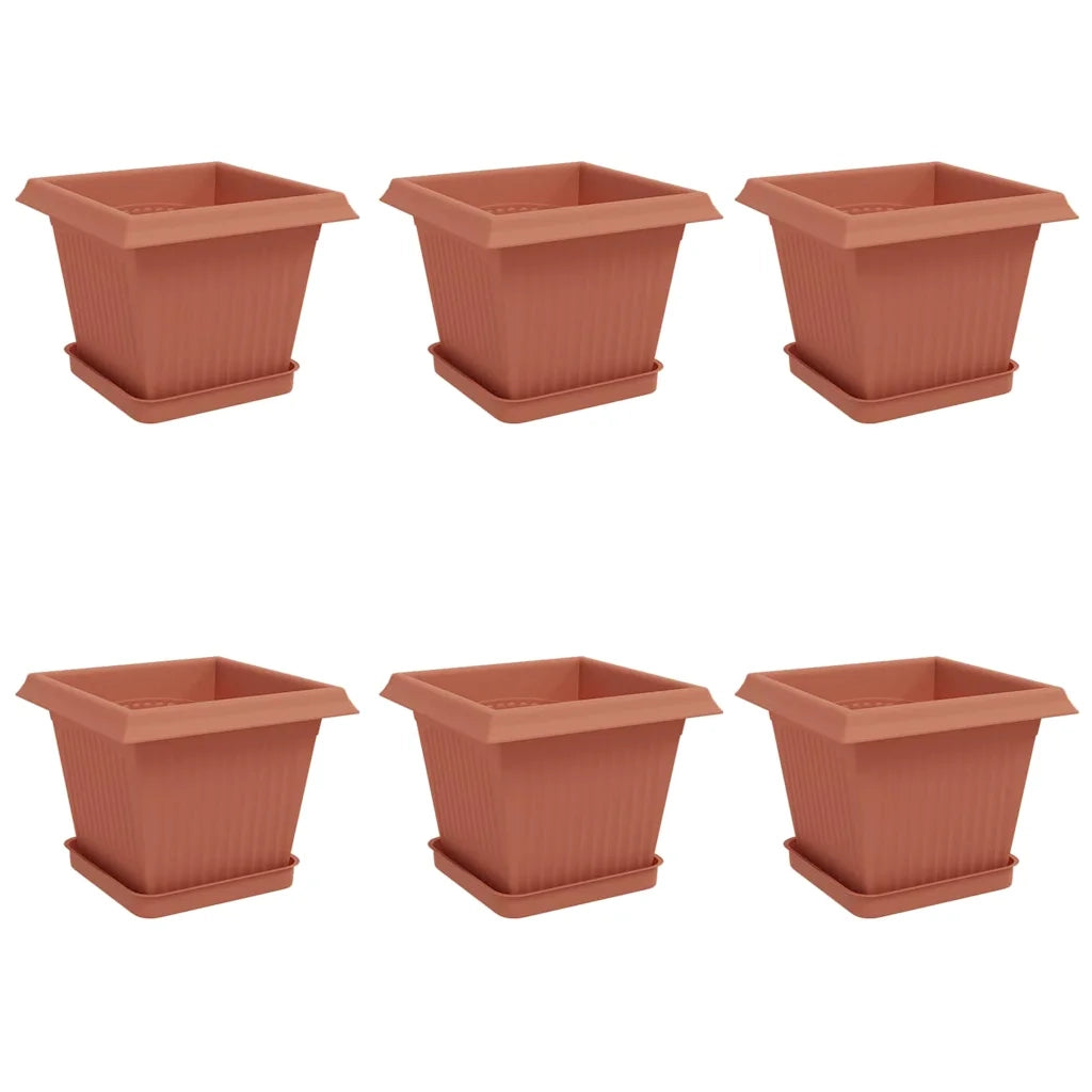 Fioriere | Cassetta per fiori | Vasi per Piante 6 pz Rosso Mattone 20 x 20 x 16 cm Plastica