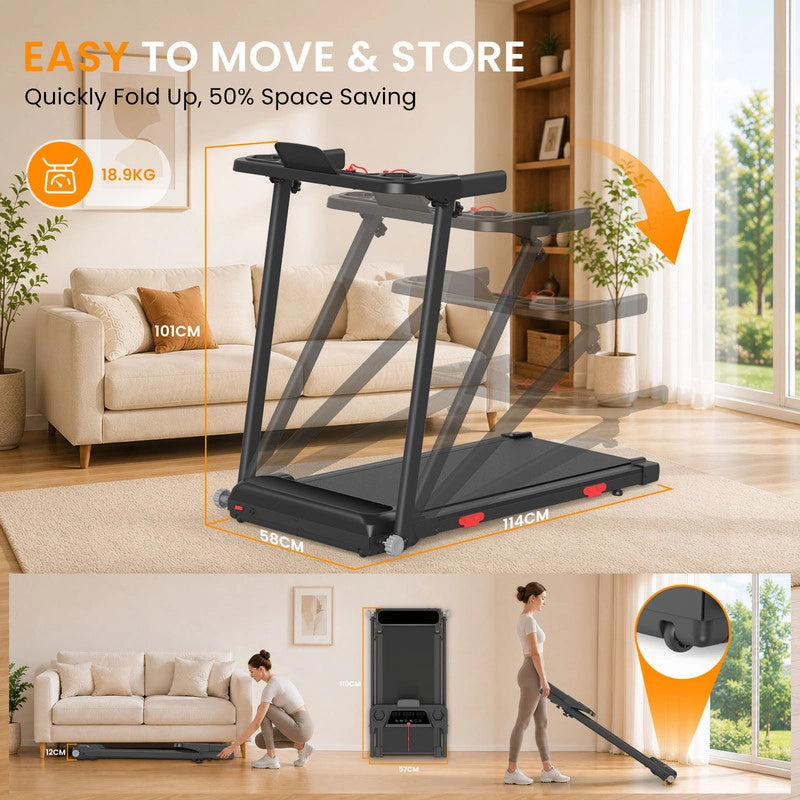 Tapis roulant pieghevole | Regolazione inclinazione | 3,0 HP | Ultra-silenzioso | 1¨C12 km/h | Controllo tramite App Smart | Design ammortizzato