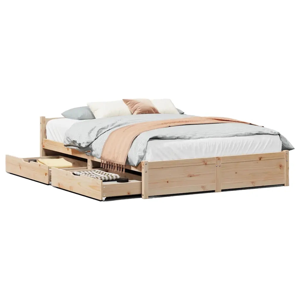 Letto senza Materasso-Struttura Letto 140x190 cm in Legno Massello di Pino 446763