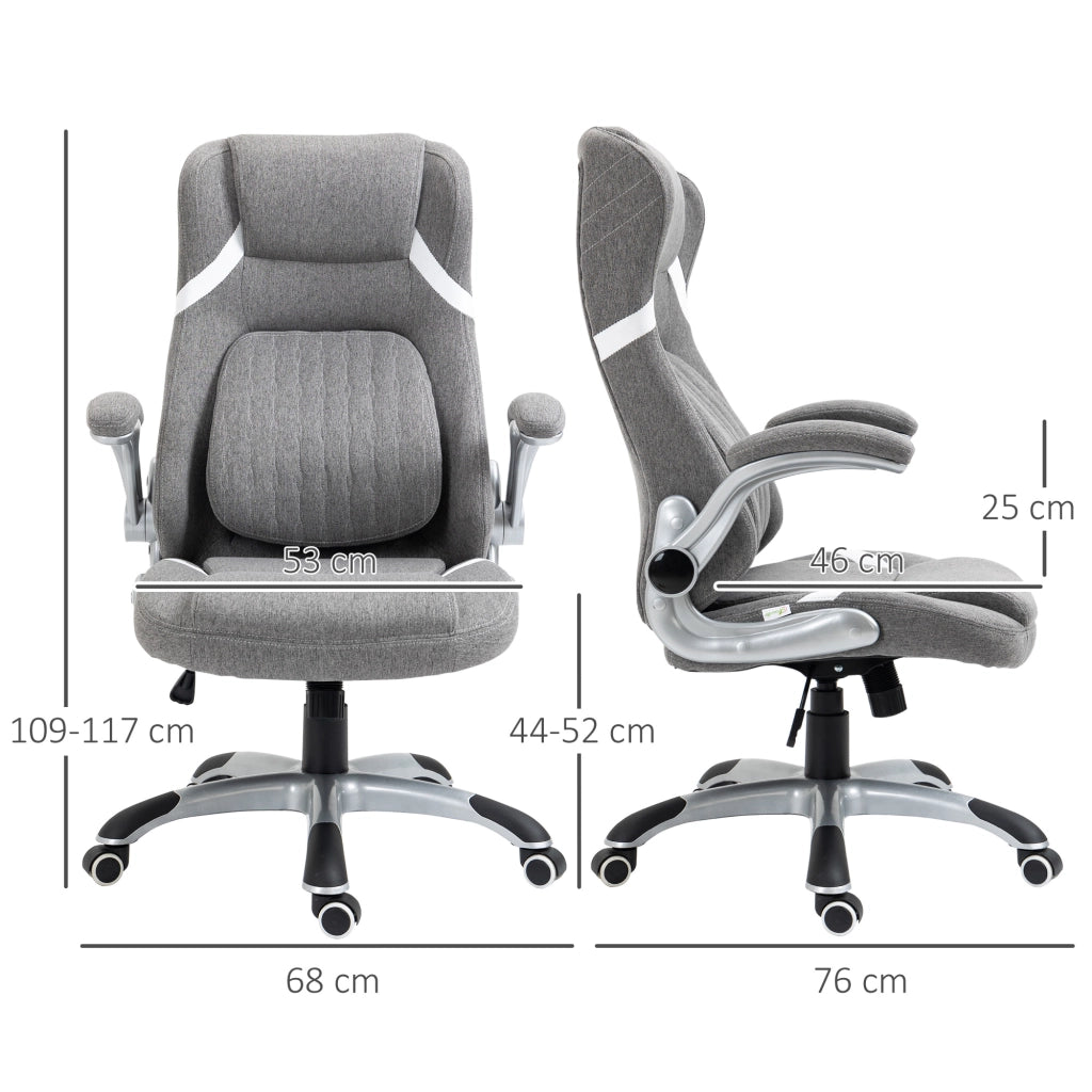 Sedia da Ufficio Reclinabile ¨C zephmum ¨C Tessuto Grigio 68x76x109-117 cm