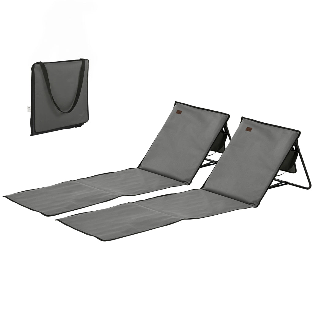 Lettino da spiaggia pieghevole con schienale regolabile ¨C zephmum ¨C grigio 142x51x40 cm