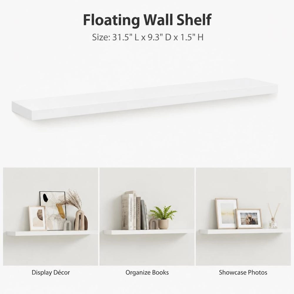 Floating Shelf, White, 120x23.5x3.8 Cm, MDF