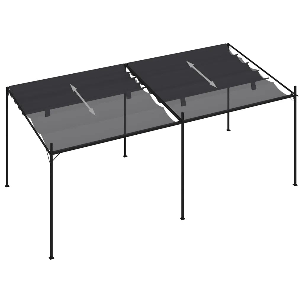 Gazebo con Tetto Retrattile 600x300x233 cm Antracite 313634