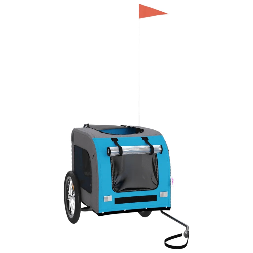 Rimorchio da Bici per Animali Blu e Grigio Oxford e Ferro CFW5428416