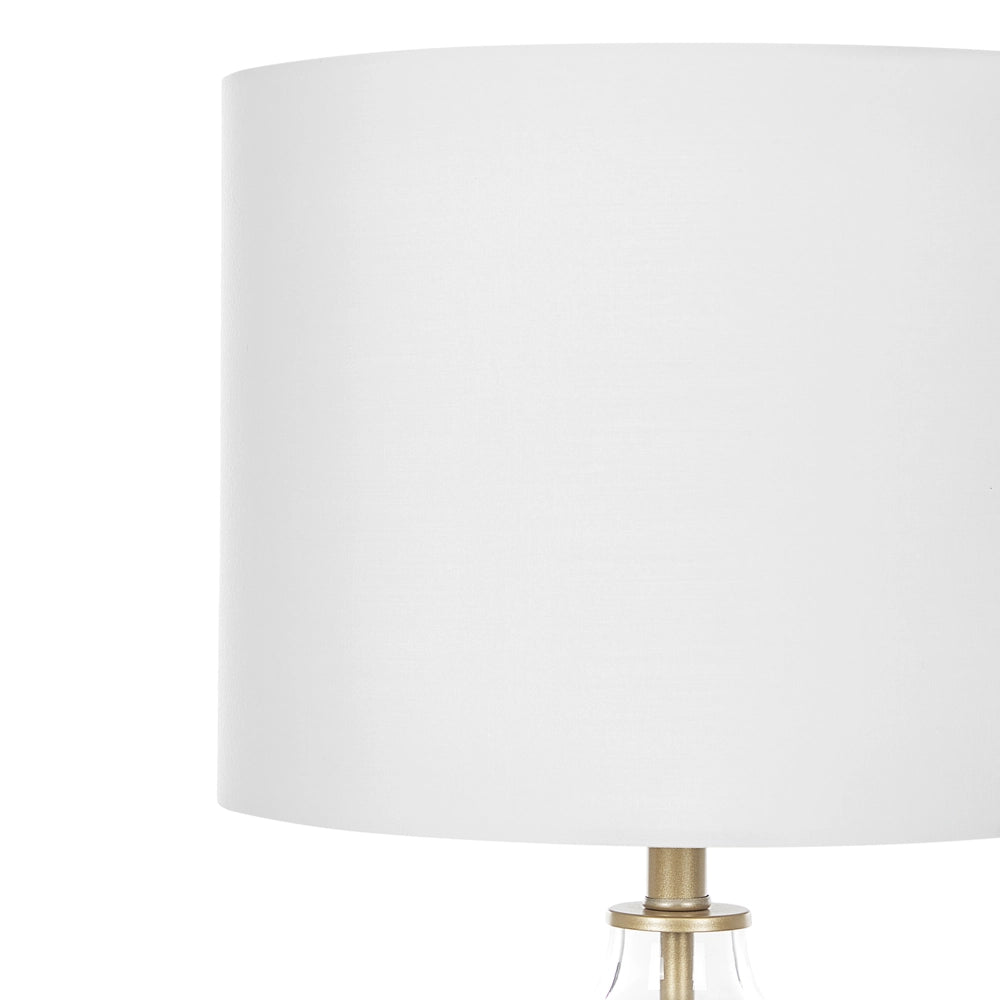 Lampada da tavolo bianca con base in vetro trasparente Paralume impero bianco da comodino con decorativo